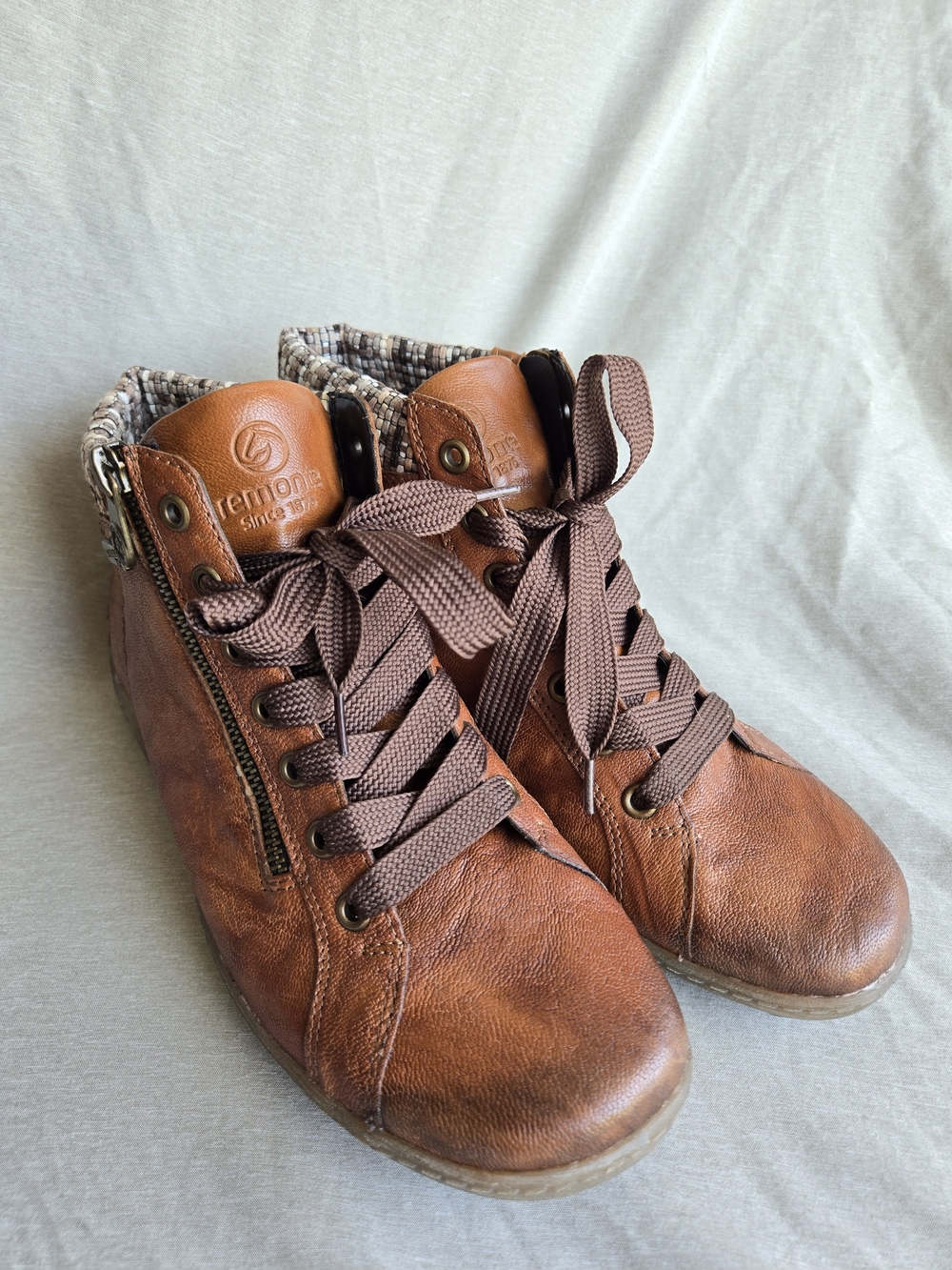 Remonte Leather Lace-Up Comfort Boots with Knit Cuff Size 39